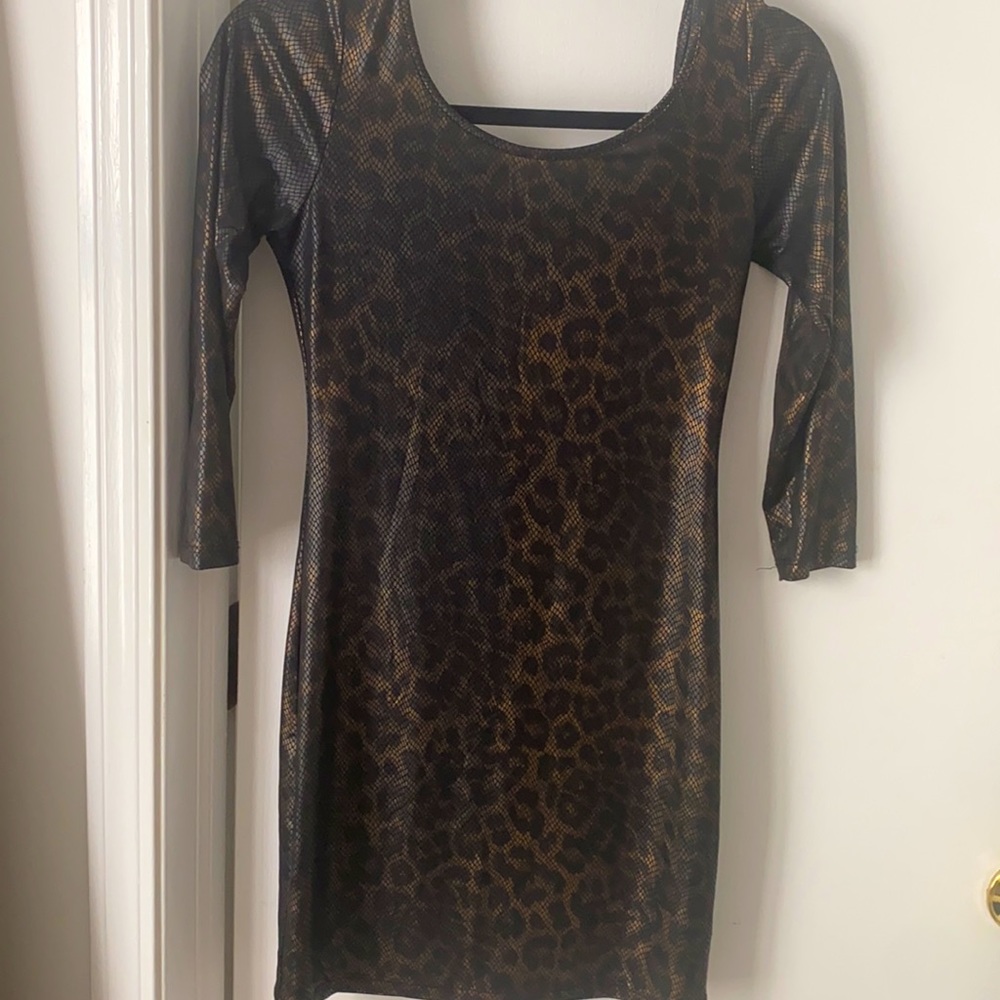Cheetah leather mini dress